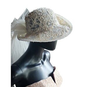 Vintage Ivory Lace Brim Hat
